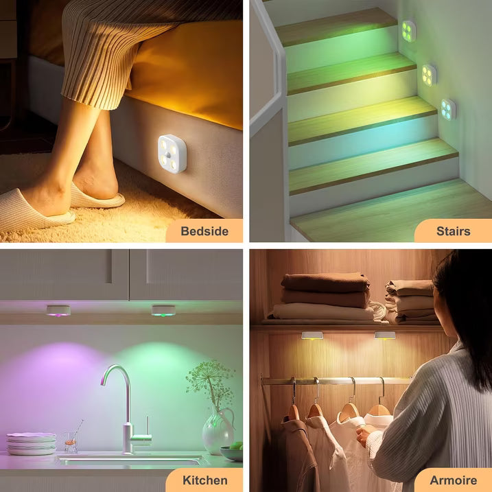 Rechargeable RGB Motion Sensor Puck Lights (3-Pack)
