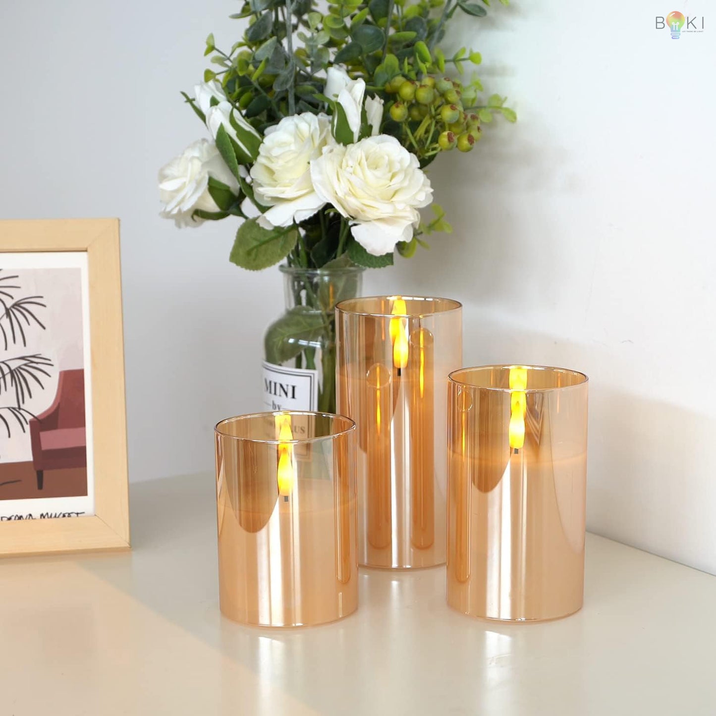 Flameless LED Glass Candles (3pcs)