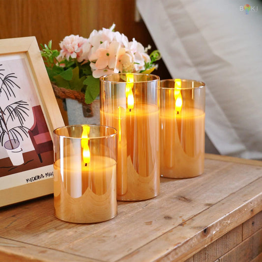 Flameless LED Glass Candles (3pcs)