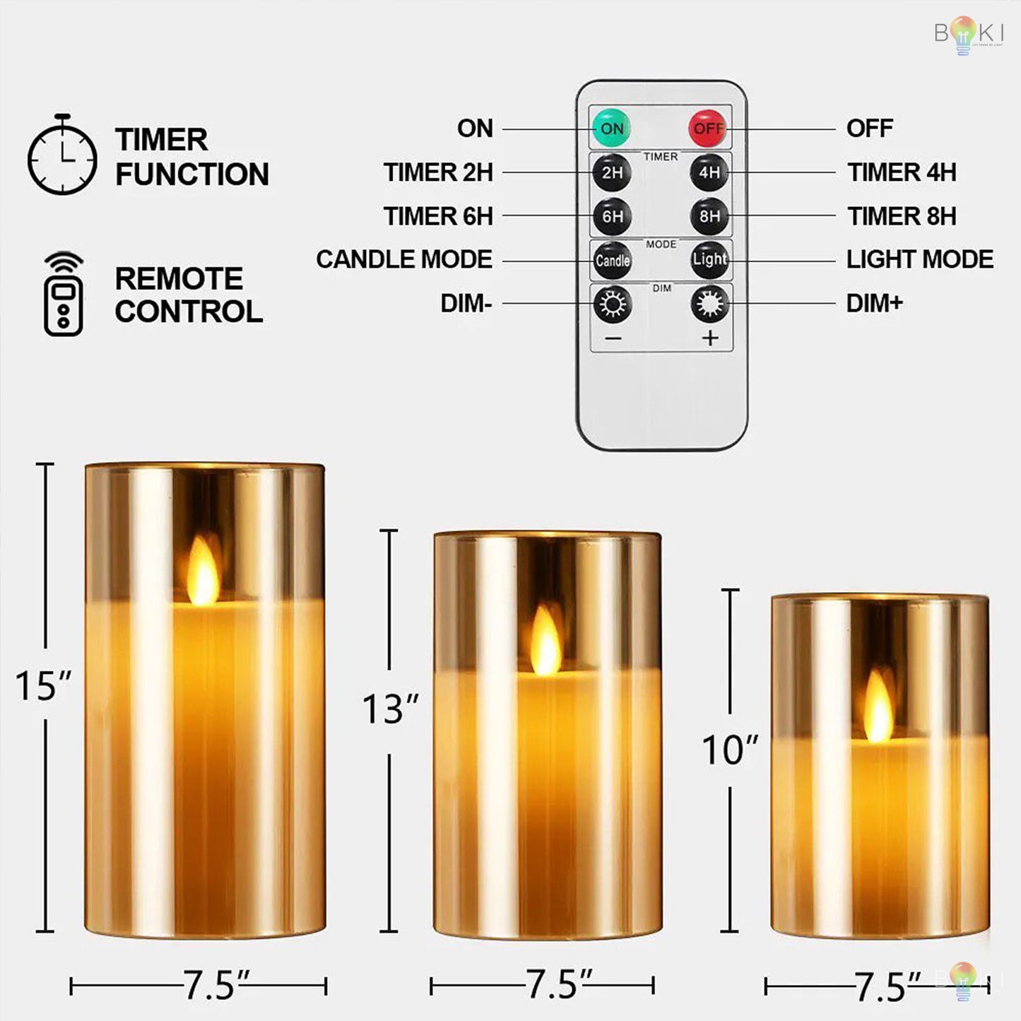 Flameless LED Glass Candles (3pcs)