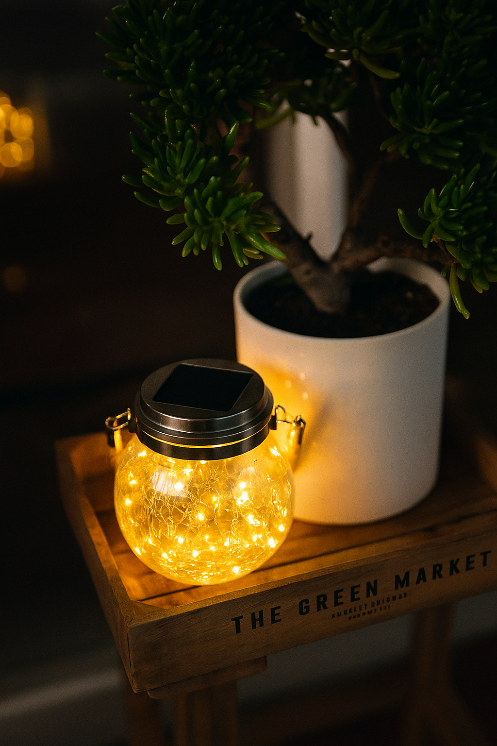 Solar LED Cracked Jar Light