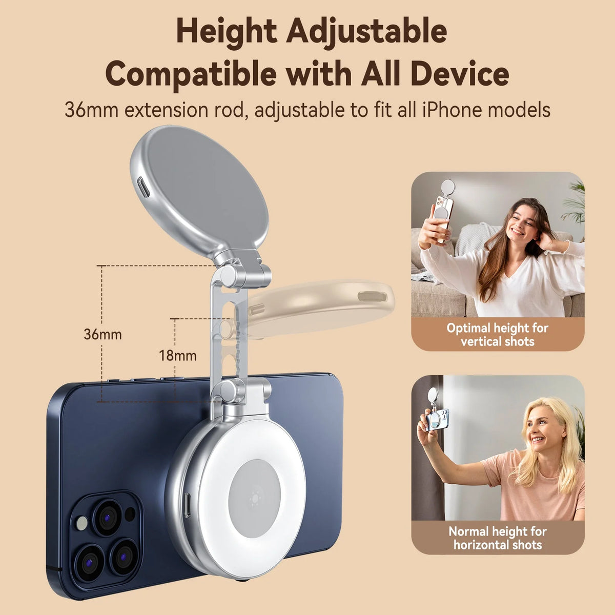 TELESIN Magnetic Selfie Light – Rechargeable LED Phone Light