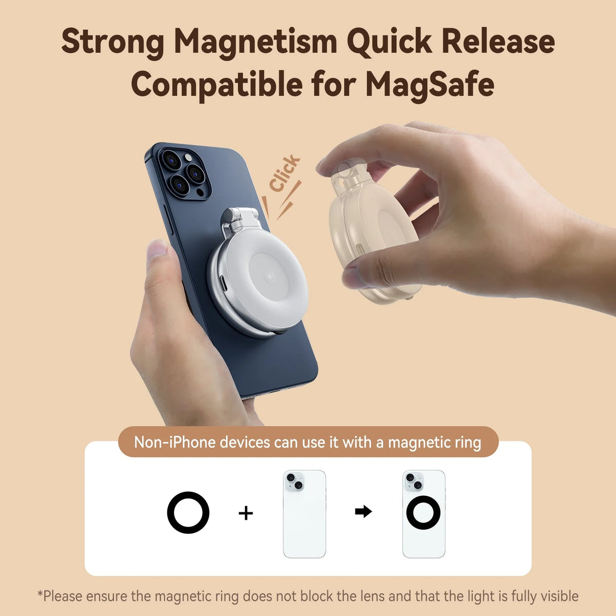 TELESIN Magnetic Selfie Light – Rechargeable LED Phone Light
