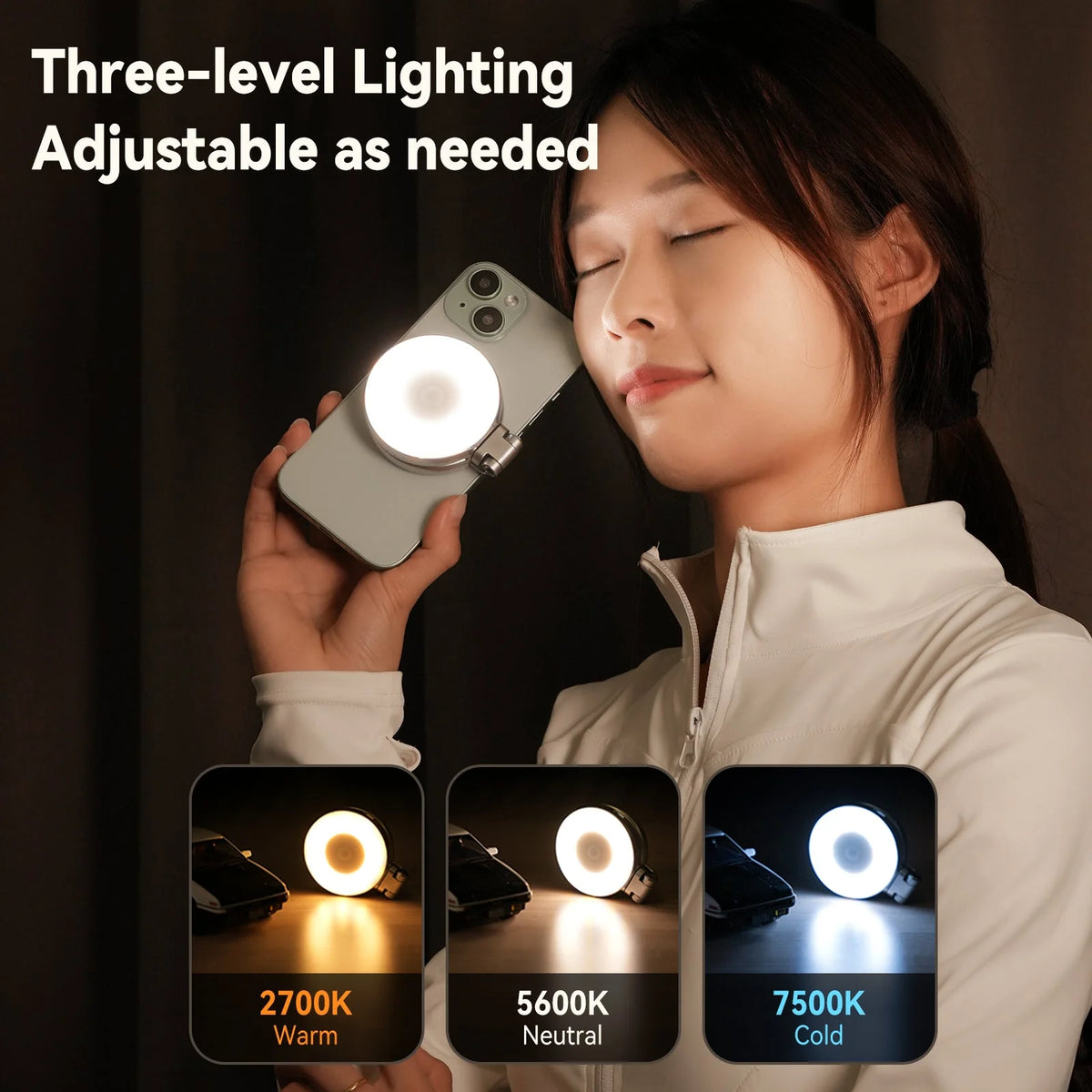 TELESIN Magnetic Selfie Light – Rechargeable LED Phone Light