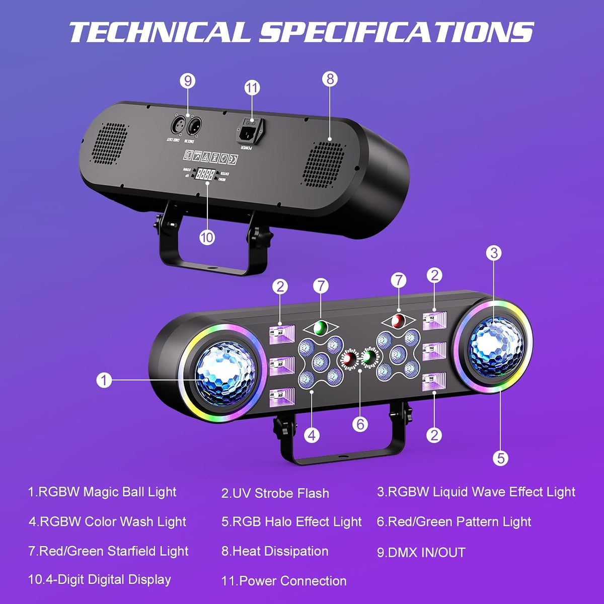7-in-1 DJ Party Light Bar with Stand