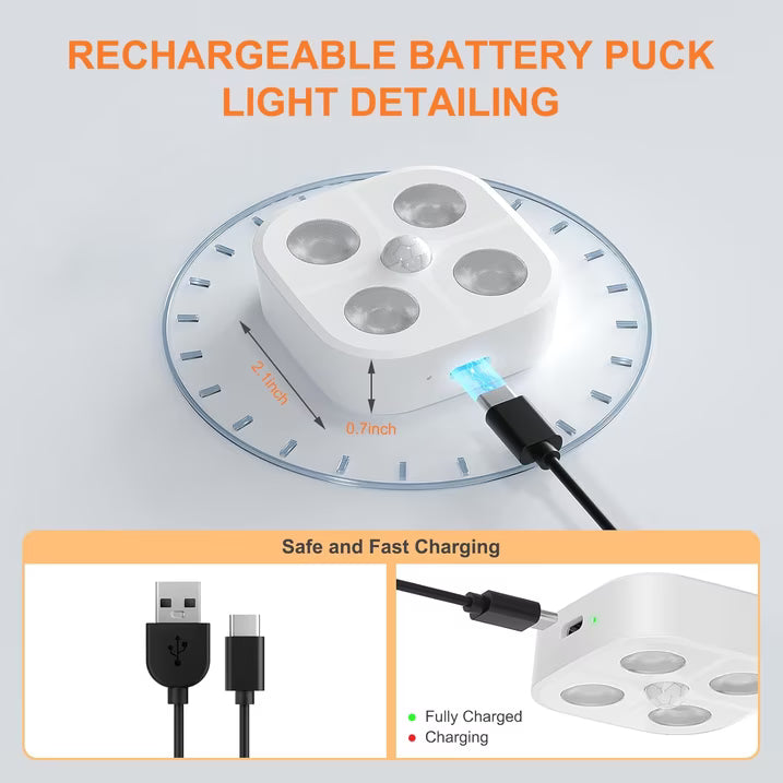 Rechargeable RGB Motion Sensor Puck Lights (3-Pack)