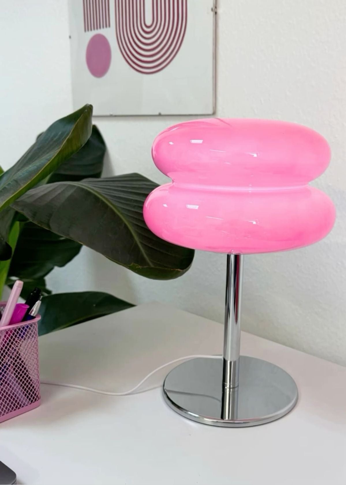 Stacked Opal Glass Lamp (Pink)