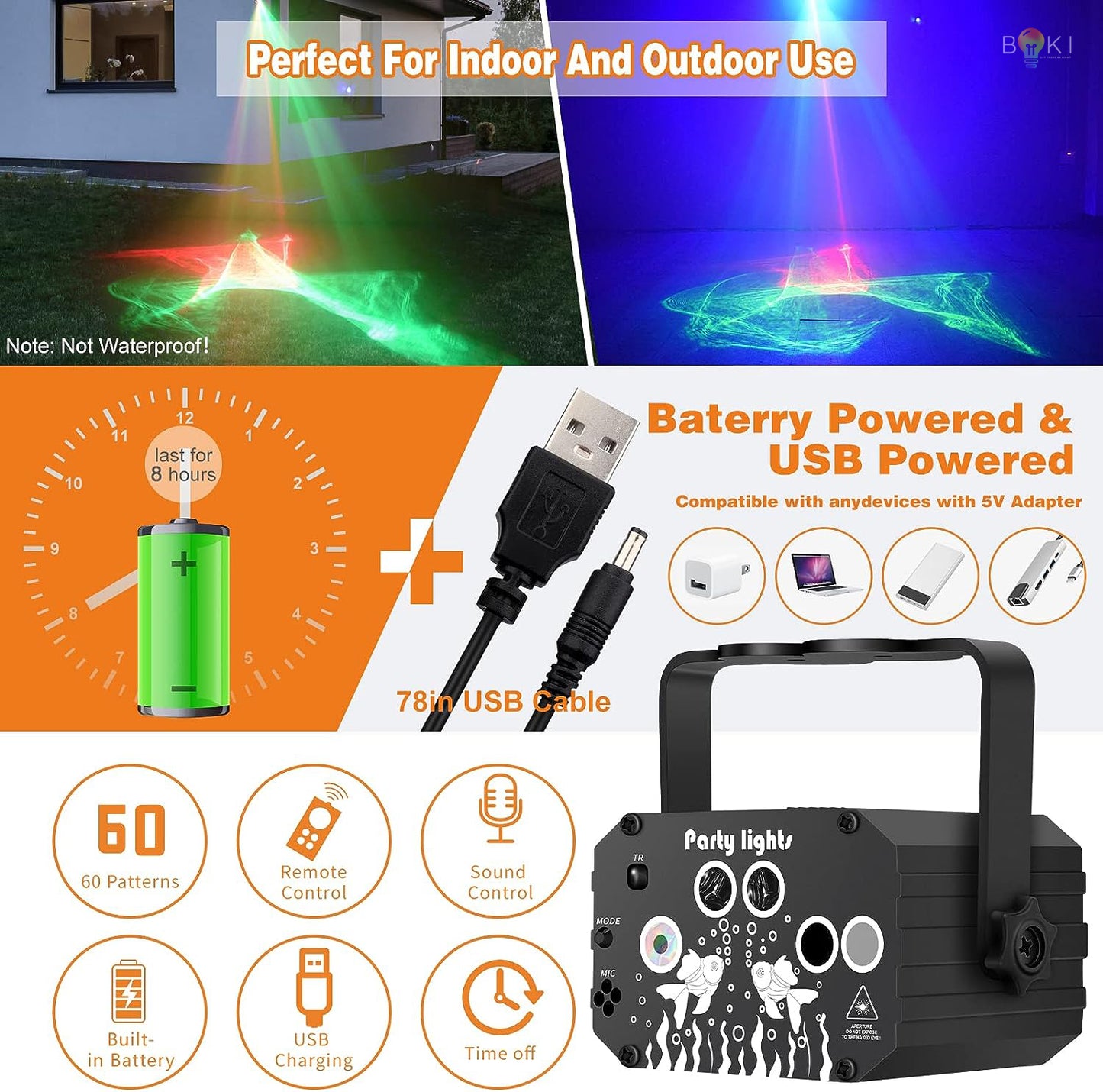 Rechargeable 3 in 1 Nebula Laser Light