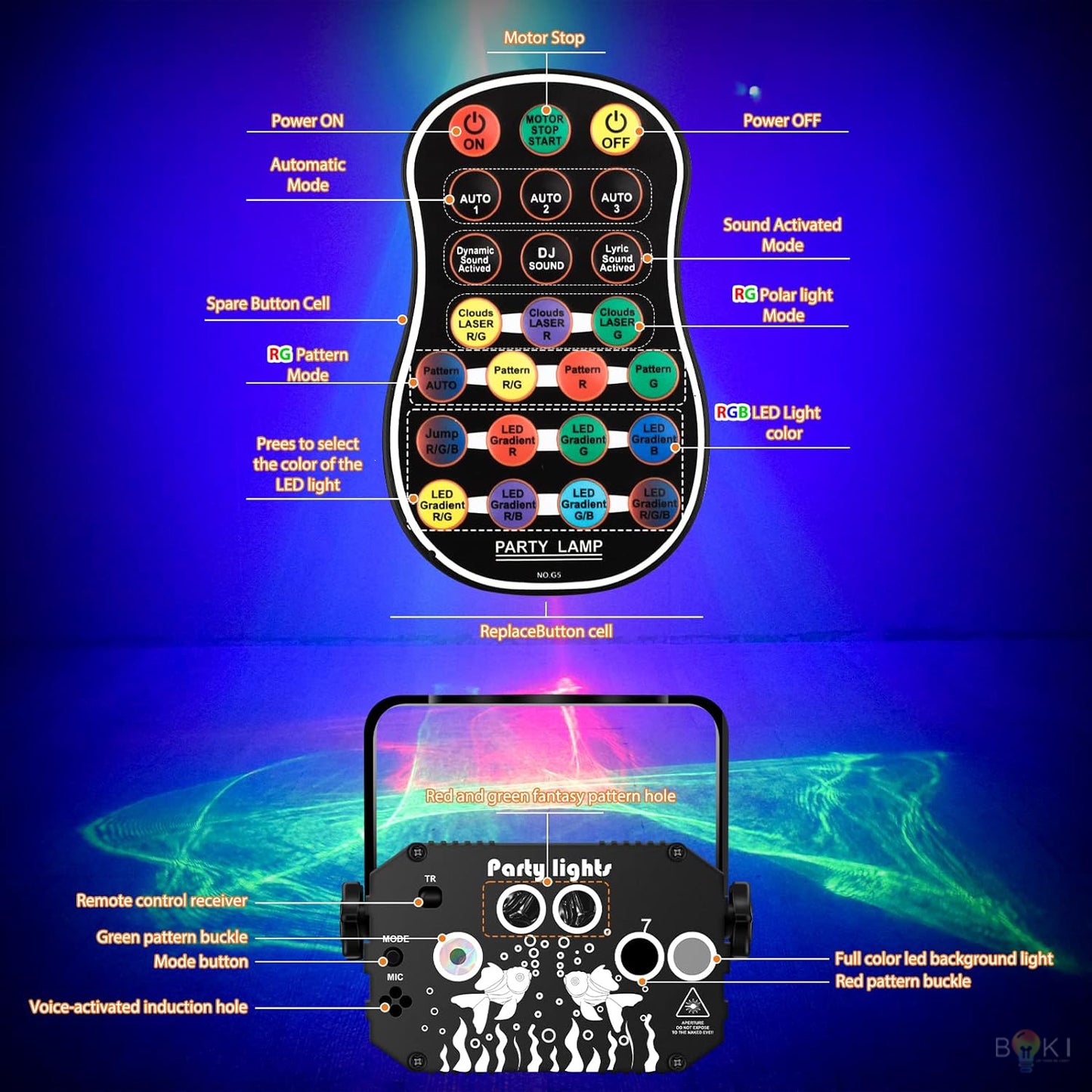 Rechargeable 3 in 1 Nebula Laser Light