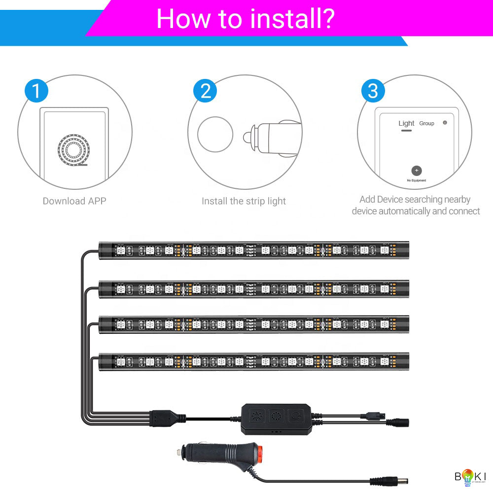 RGB Car Interior Strip Lights